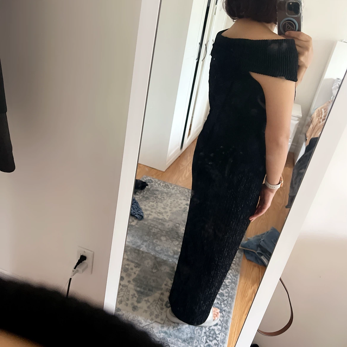 Black Shimmer Off-Shoulder Maxi Dress - photo 2