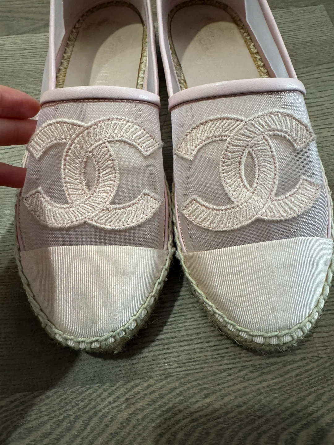 Size 7 Chanel Pink Mesh Espadrilles