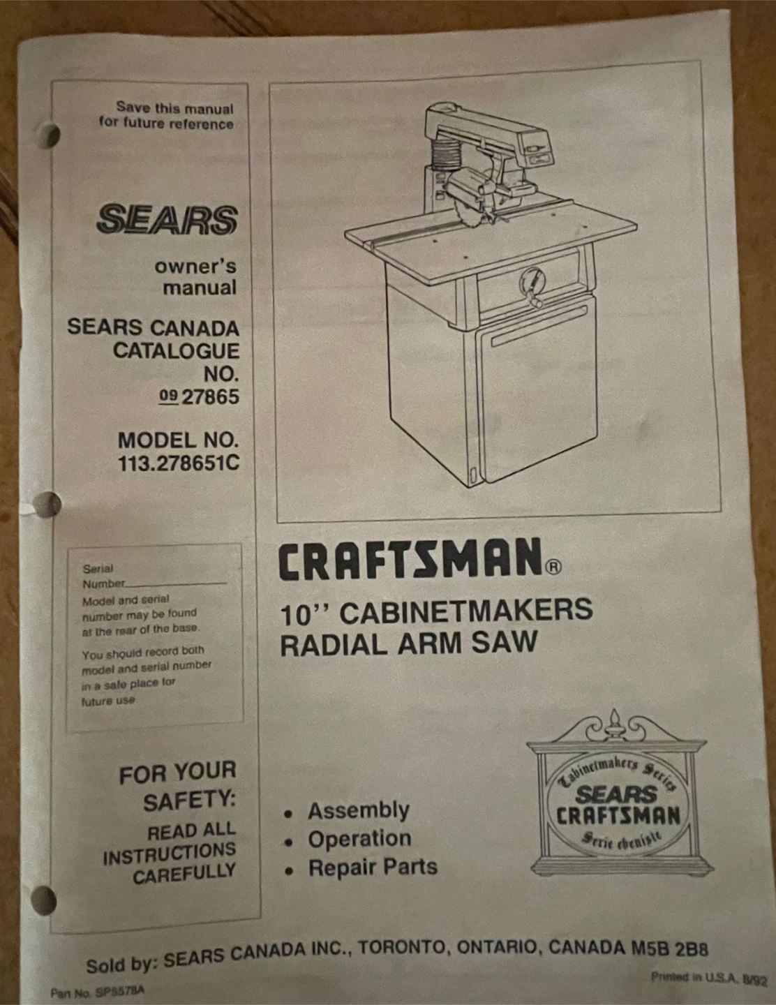 Craftsman 15 amp corded 10-inch radial arm saw - photo 4