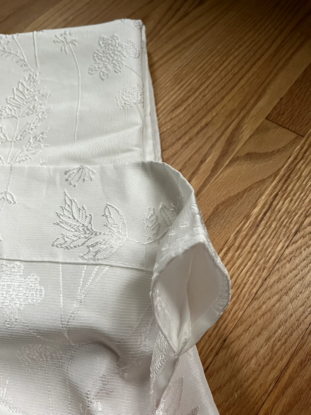 White Floral Embroidered Curtains - 2 panels - photo 3