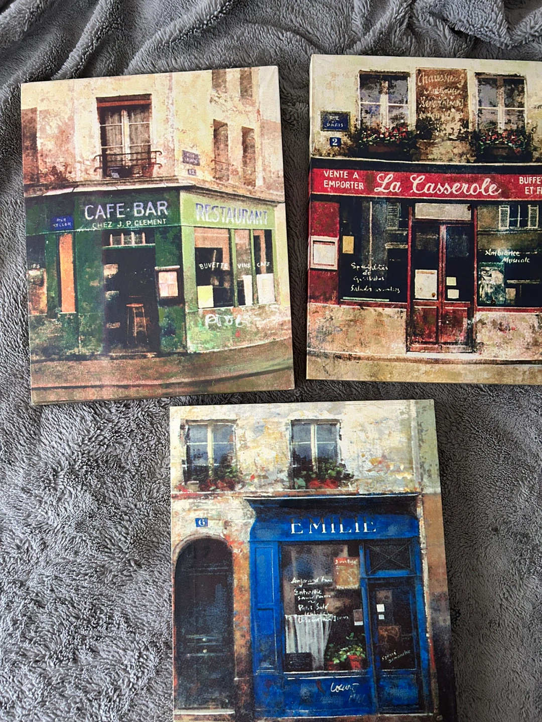 Set of 3 Parisian Cafe Art Canvases