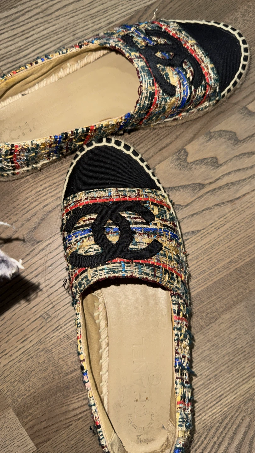 Size 7 Authentic Chanel Tweed Espadrilles