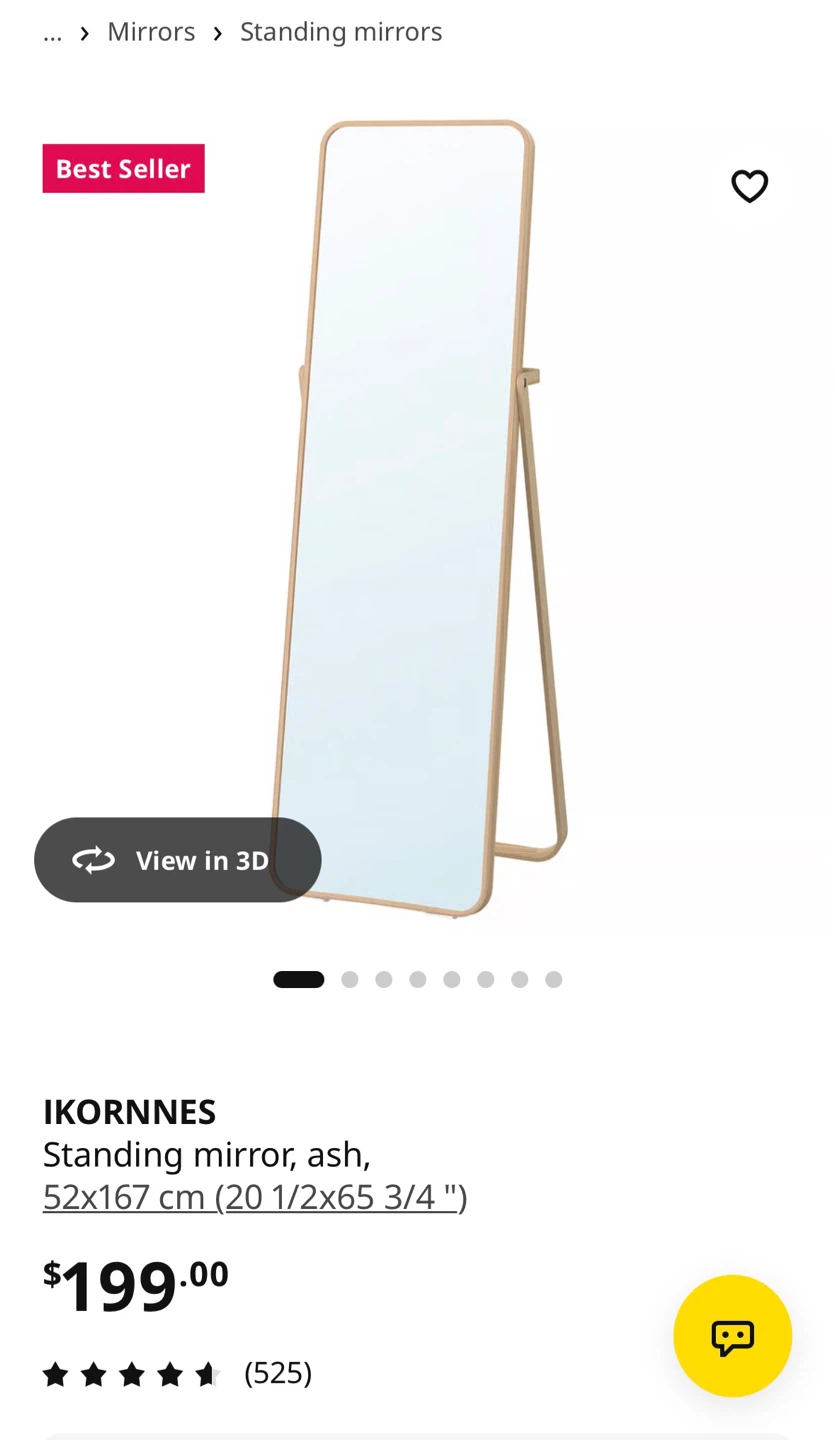 IKEA IKORNNES Standing Mirror - Ash - photo 3