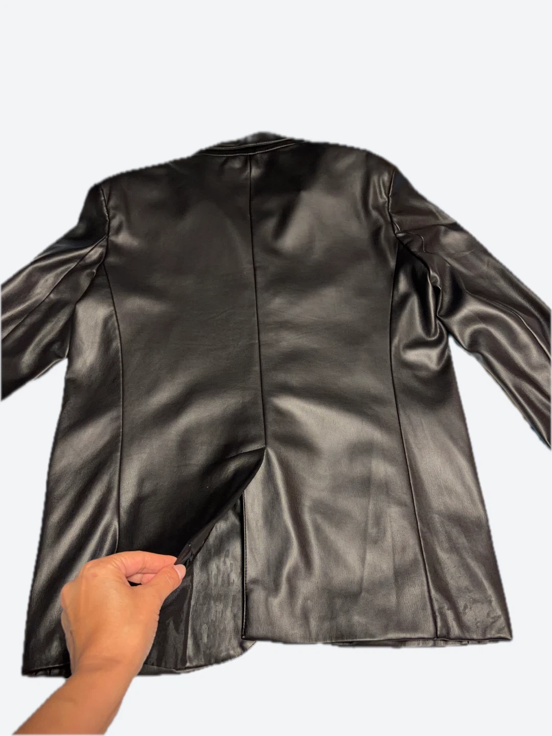 Bershka Black Faux Leather Blazer Jacket - M-L - photo 4