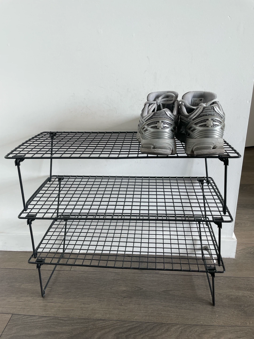 3-Tier Black Metal Shoe Rack