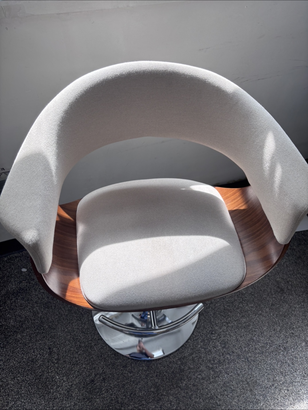Modern Swivel Bar Stool with Walnut and Cream Fabric - photo 3