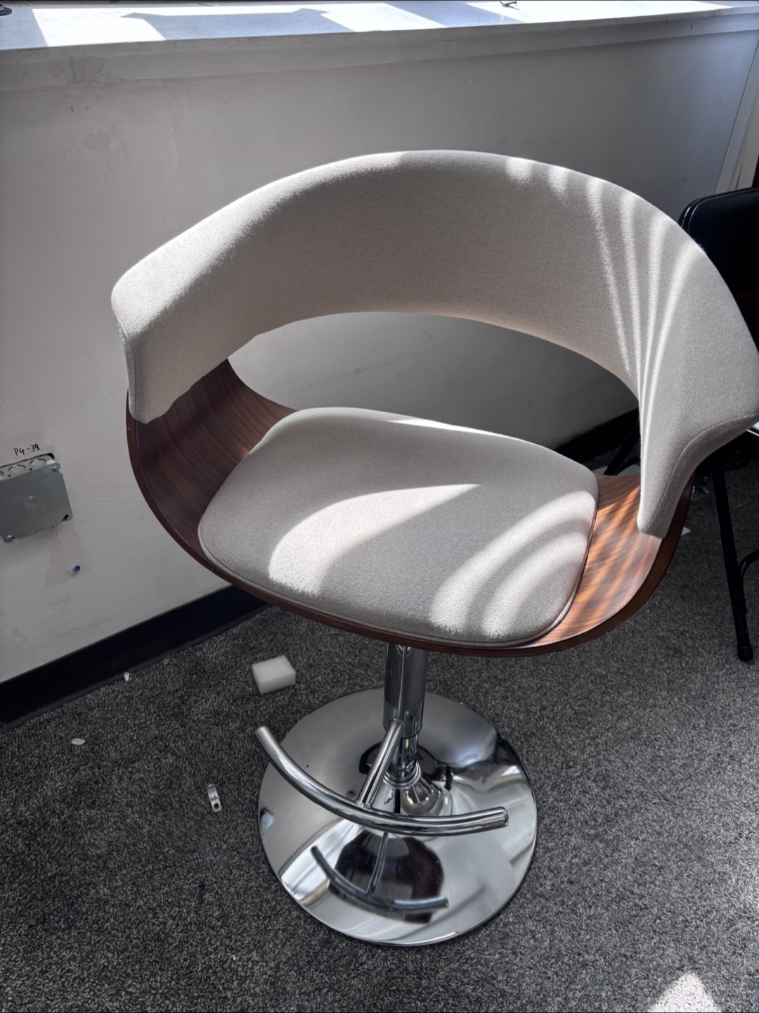 Modern Swivel Bar Stool with Walnut and Cream Fabric - photo 4