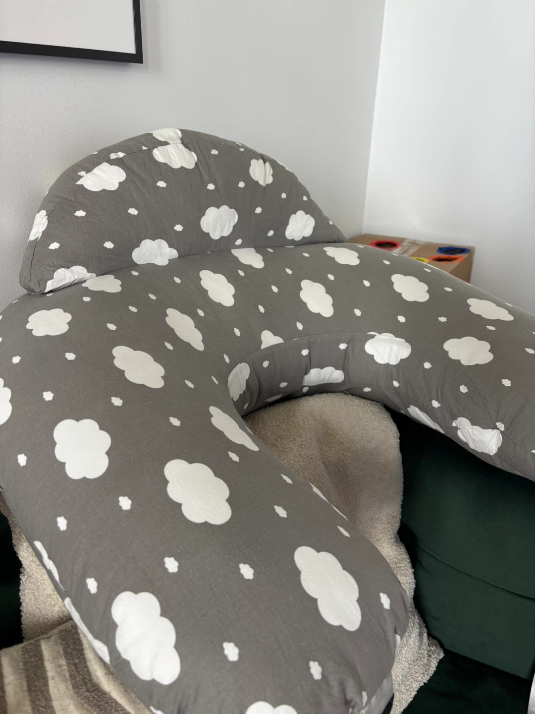 Momcozy Nursing Pillow - Grey Cloud Print