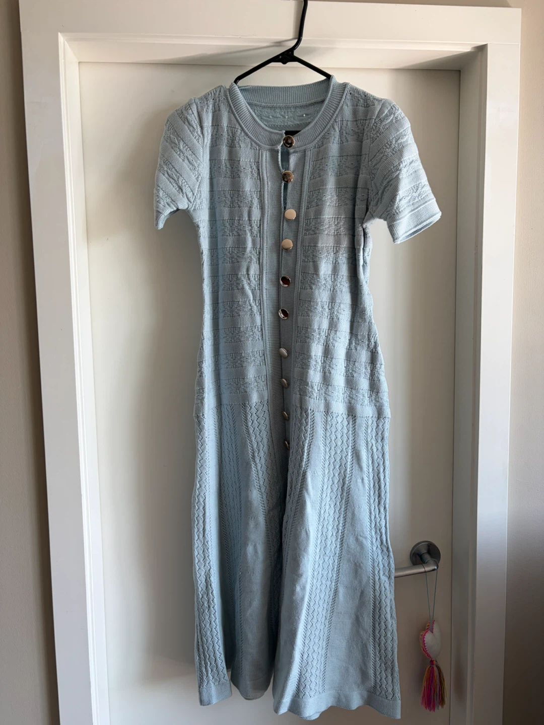 Blue Knit Button-Down Midi Dress - photo 2