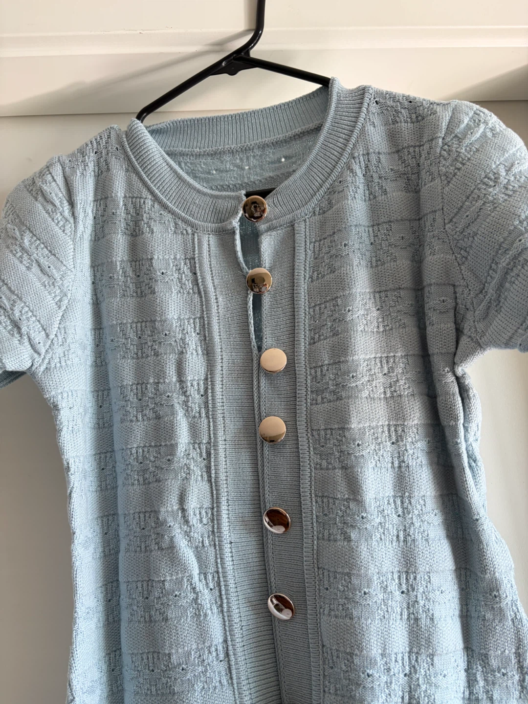Blue Knit Button-Down Midi Dress - photo 3