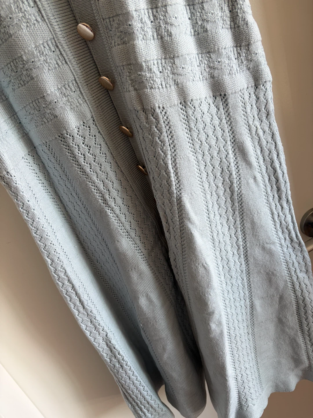 Blue Knit Button-Down Midi Dress - photo 4