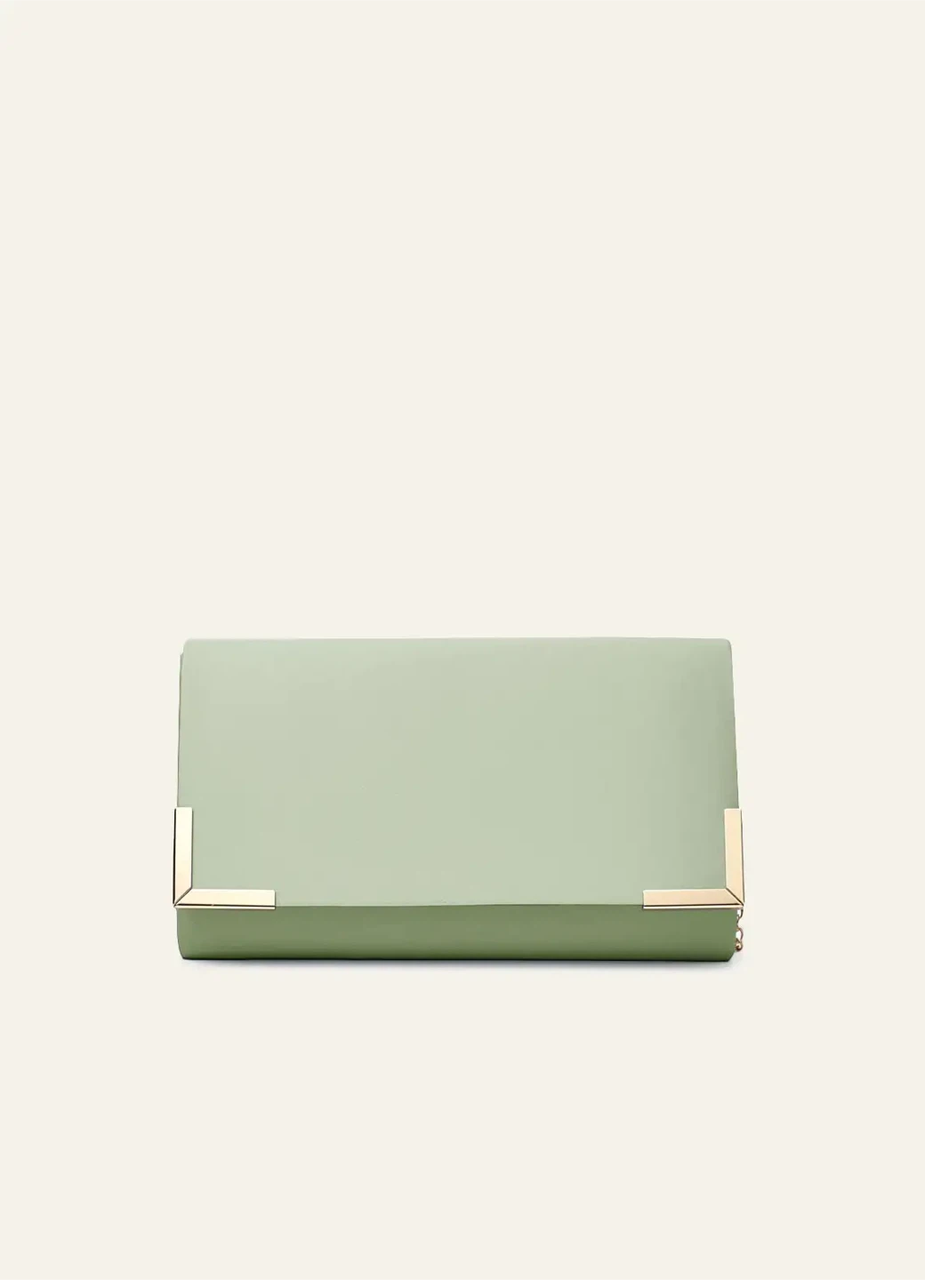 Sage Green Clutch Bag with Gold Chain - photo 2