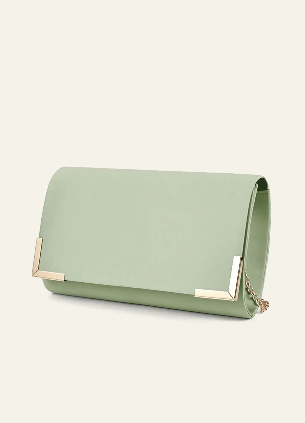 Sage Green Clutch Bag with Gold Chain - photo 3