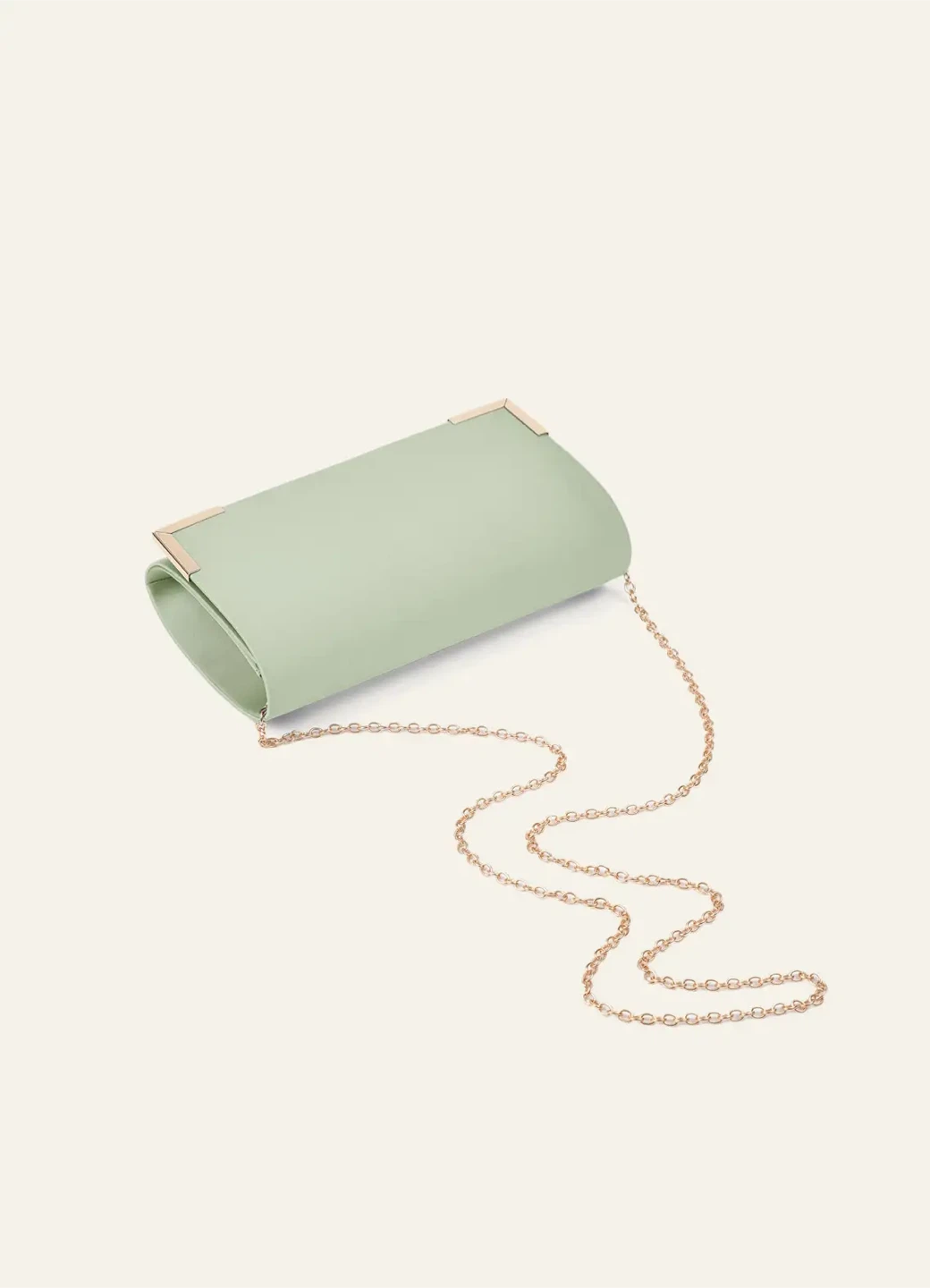 Sage Green Clutch Bag with Gold Chain - photo 4