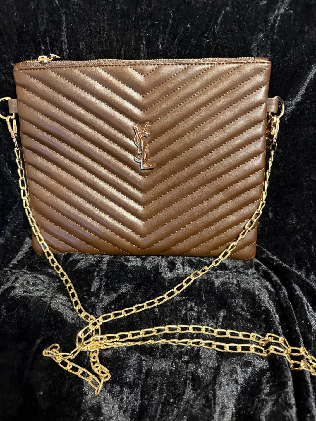 Yves Saint Laurent Brown Quilted Clutch - photo 3