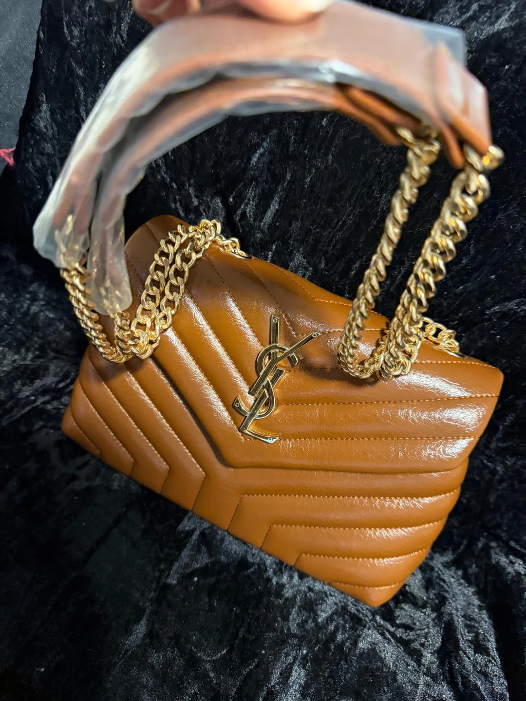 YSL Brown Quilted Shoulder Bag