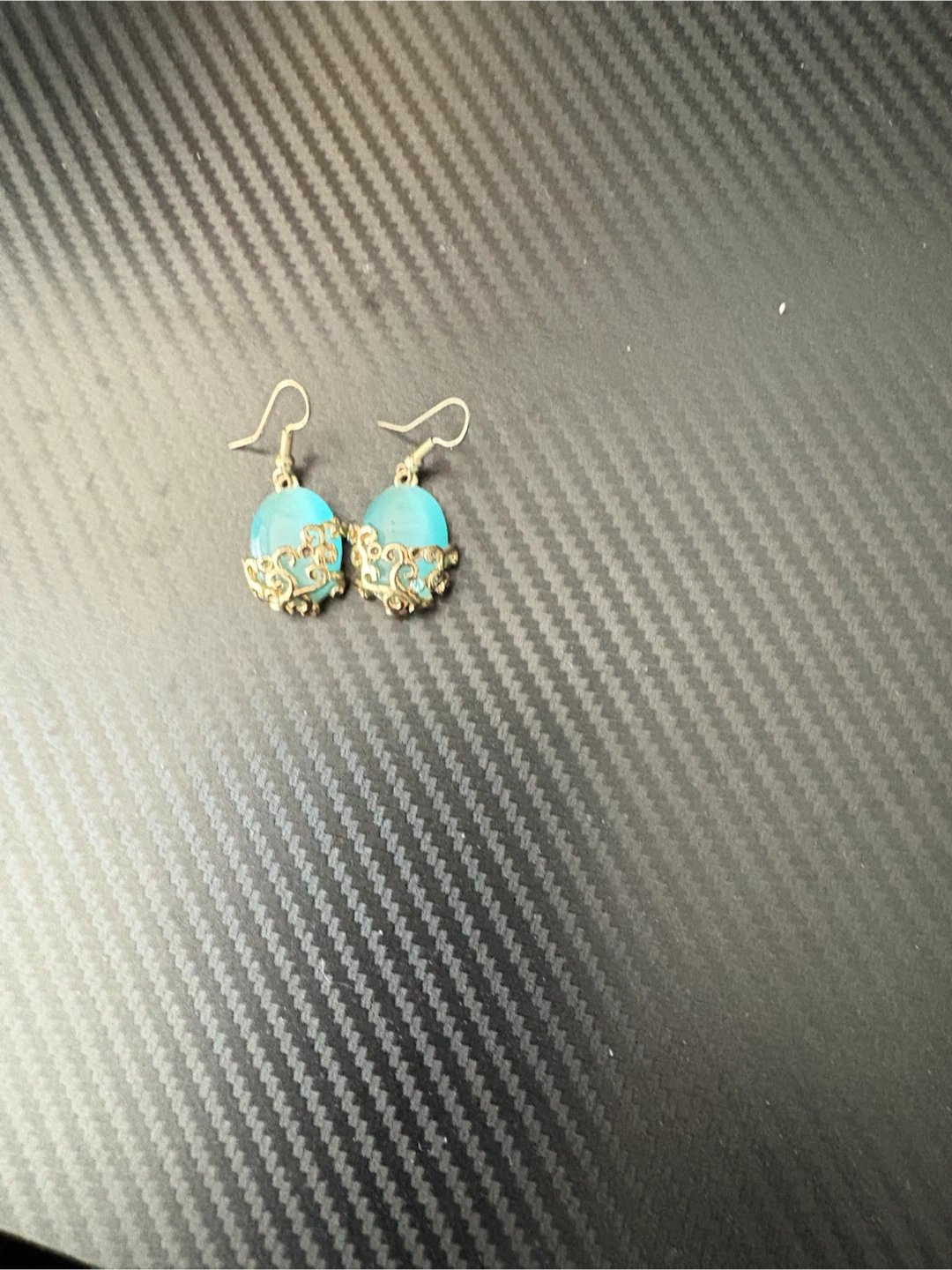 Blue Stone Filigree Drop Earrings