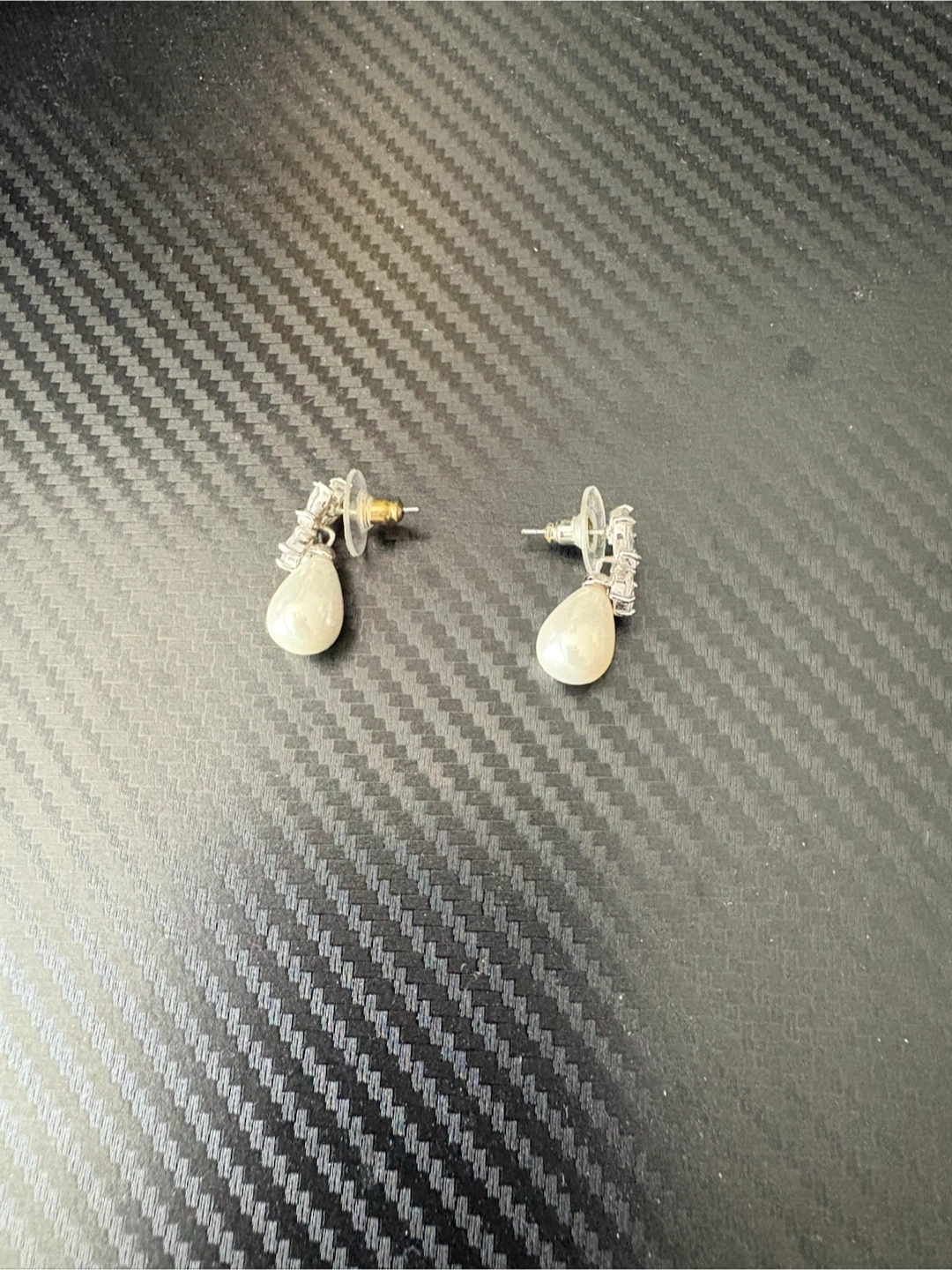 Elegant teardrop pearl and crystal earrings