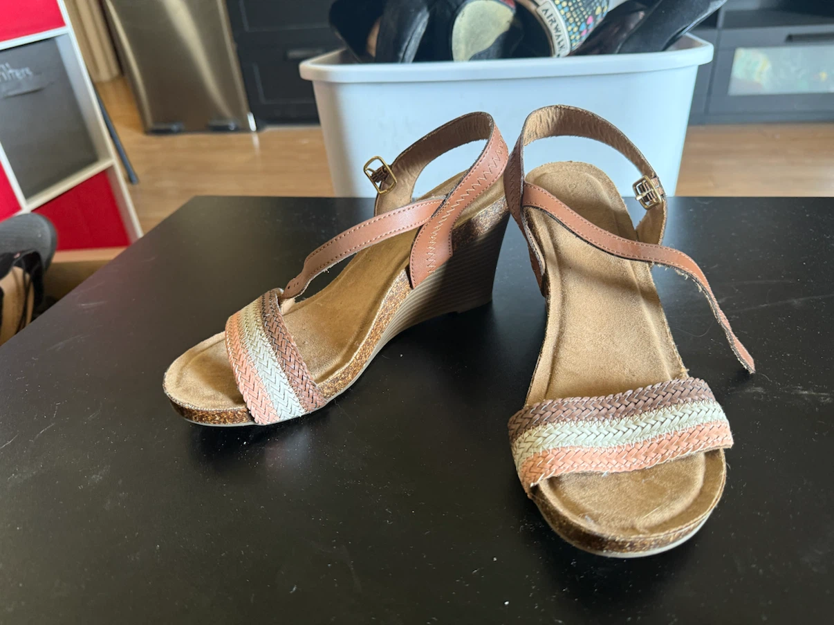 Clarks Multi-Colour Woven Wedge Sandals