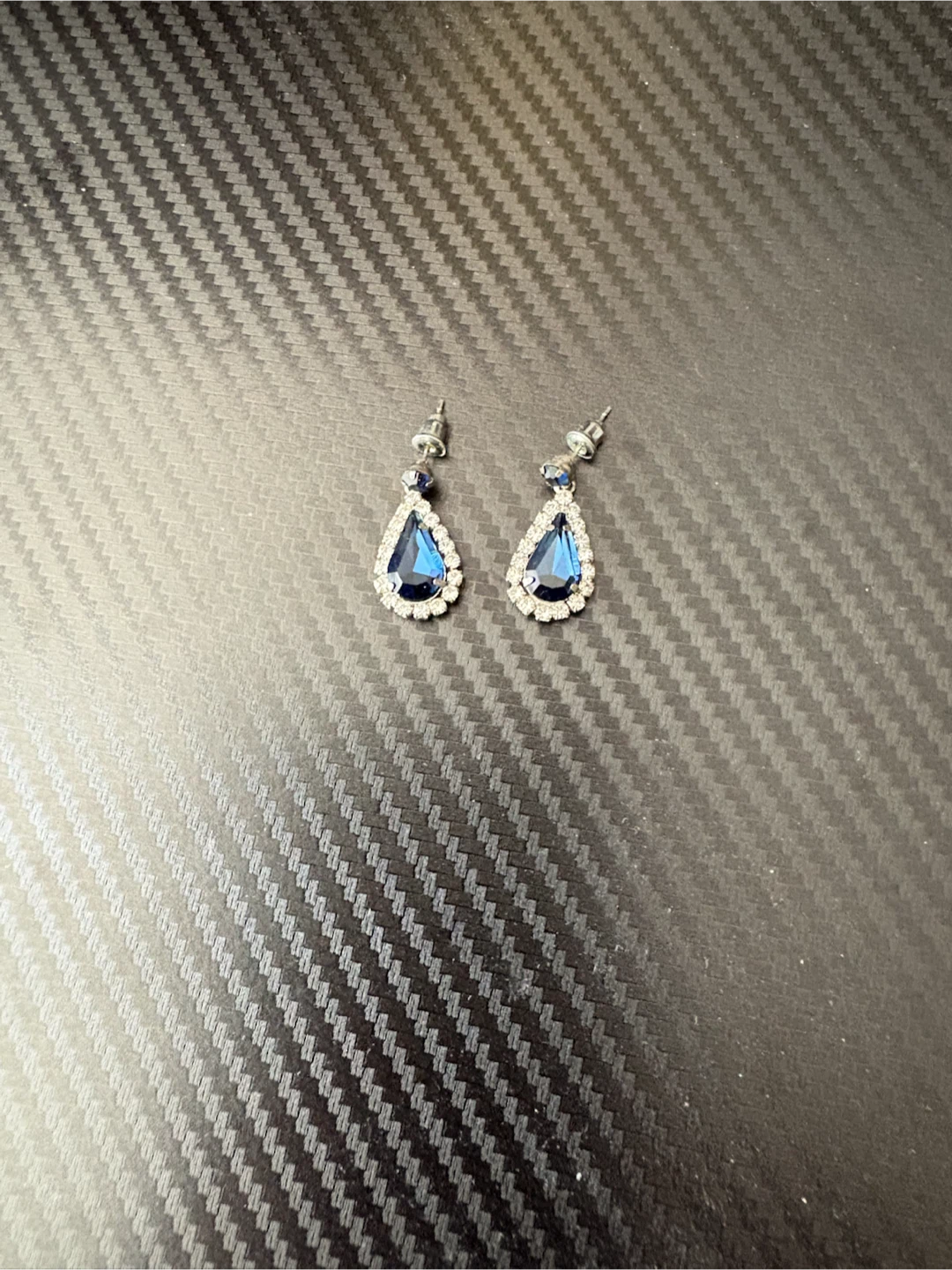 Blue Teardrop Halo Earrings