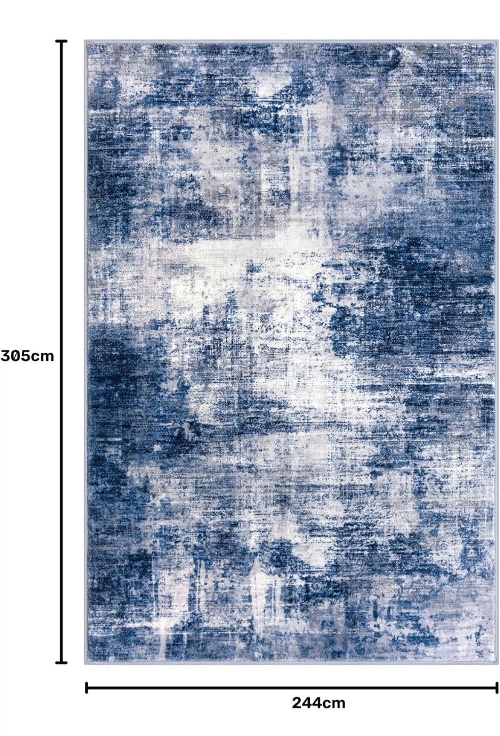 Blue and White Abstract Area Rug 9x12 ft - photo 2