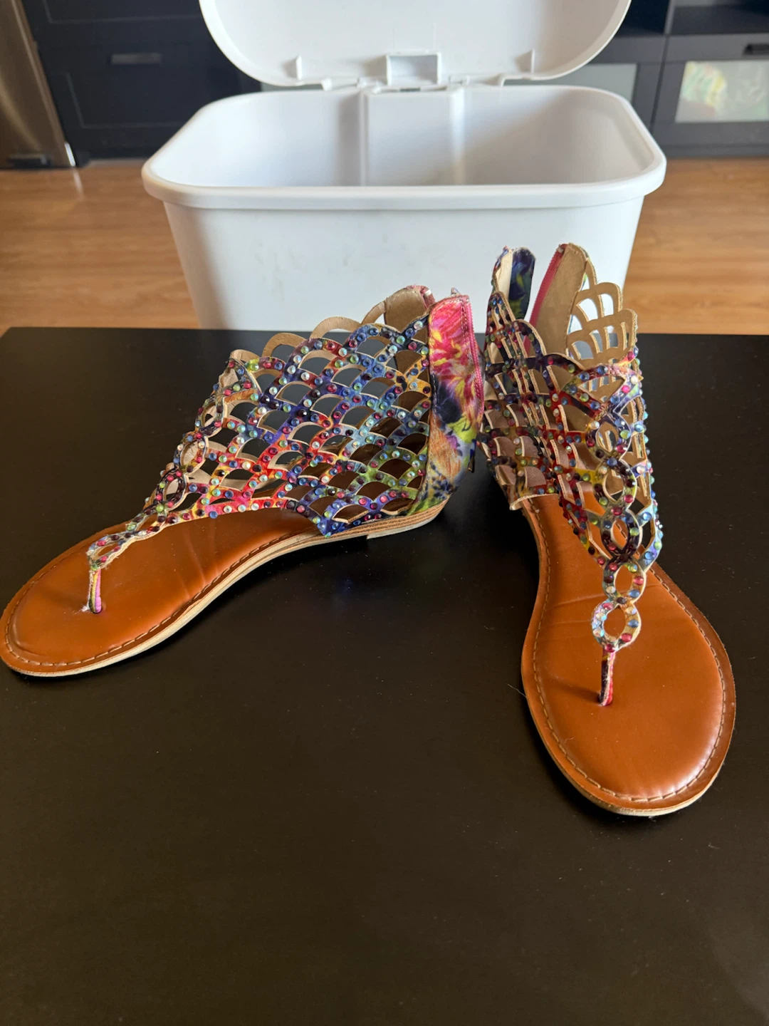 Multicoloured Jewelled Gladiator Sandals