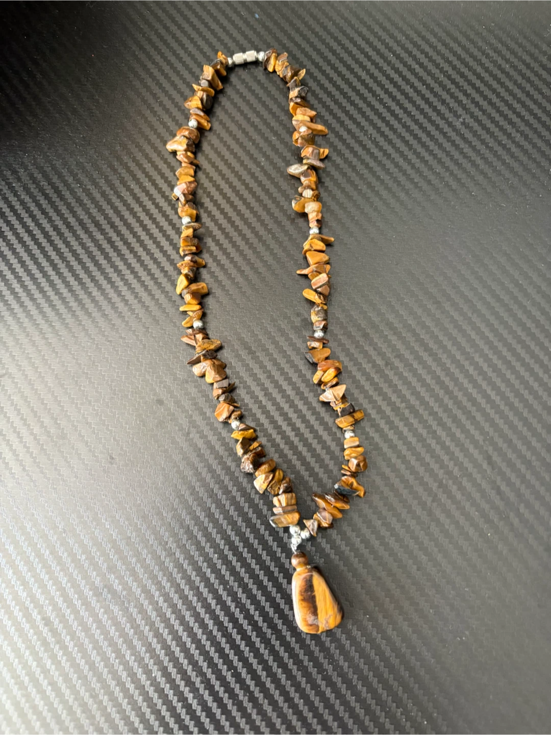 Tiger's Eye Stone Bead Necklace - photo 2