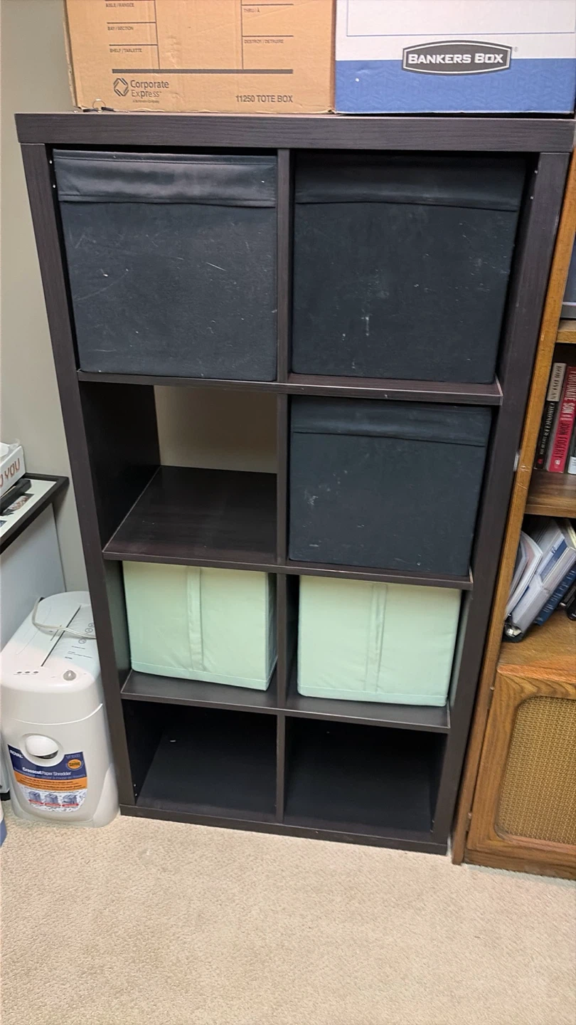 Black 8-Cube Storage Shelf with Fabric Bins - photo 2