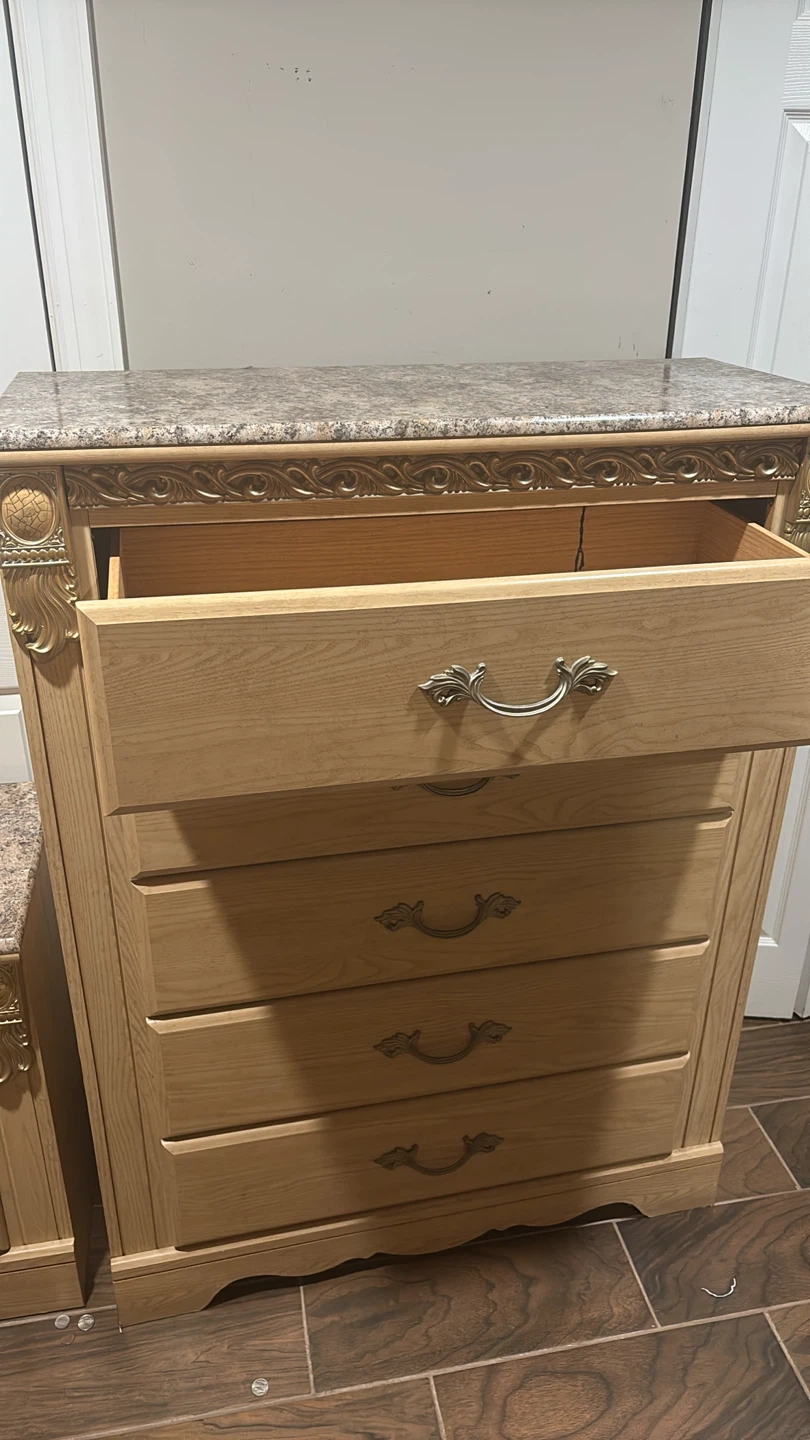 Bedroom Furniture Set with Faux Stone Tops