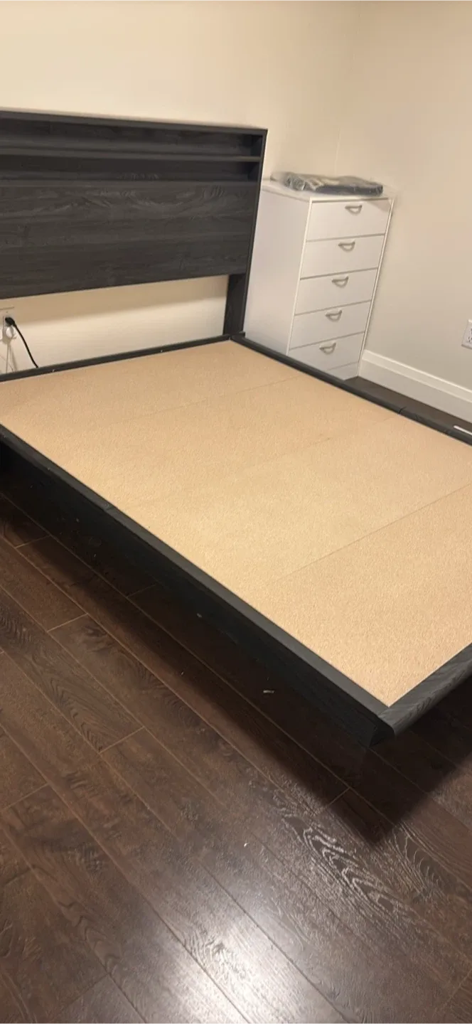Double Bed Frame with Storage Headboard