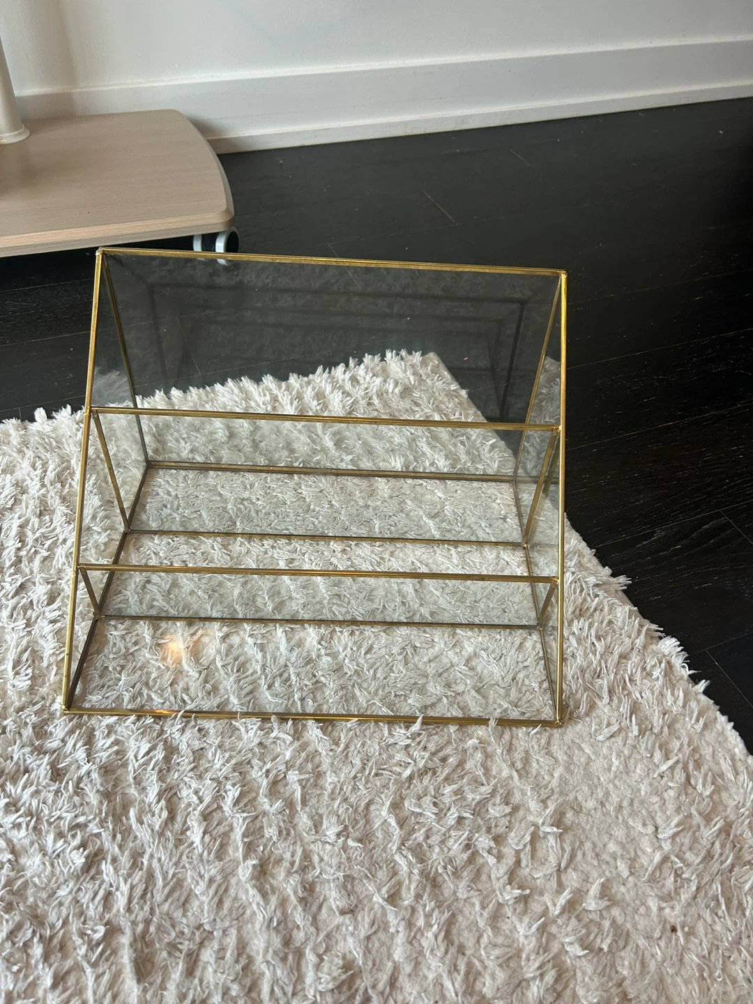 Gold and Glass Tiered Display Shelf