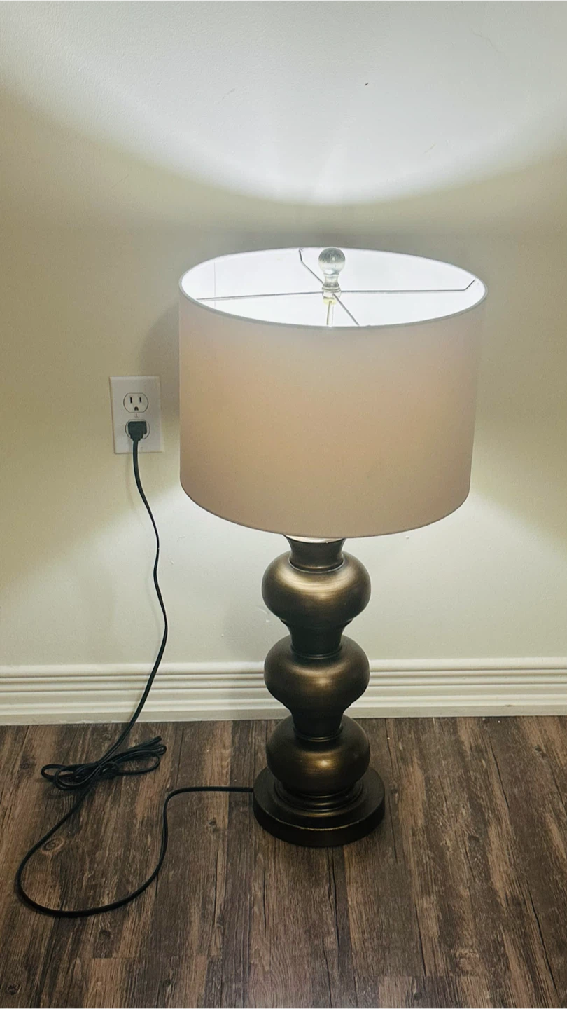 Bronze Table Lamp with Off-White Shade