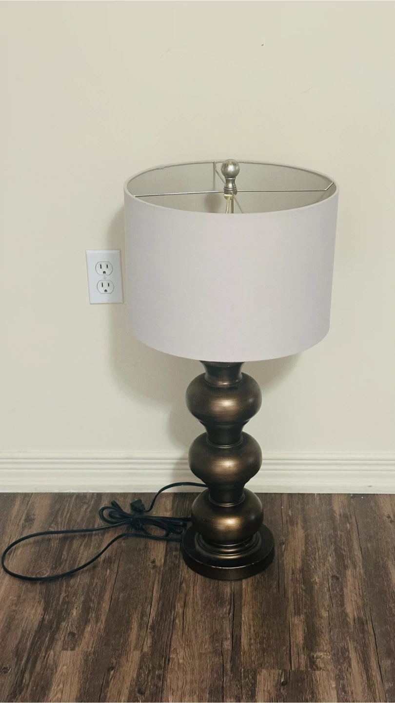 Bronze Table Lamp with Off-White Shade - photo 2
