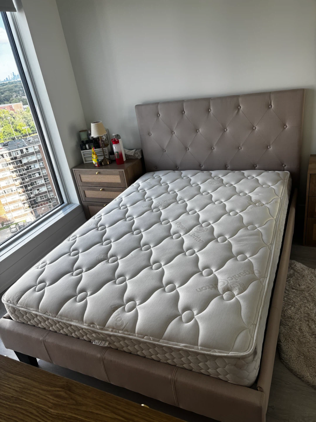 Tufted Upholstered Bed Frame and Mattress