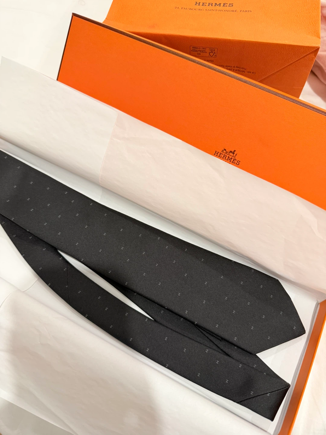 Hermes Silk Tie Noir/Gris 7cm - photo 2