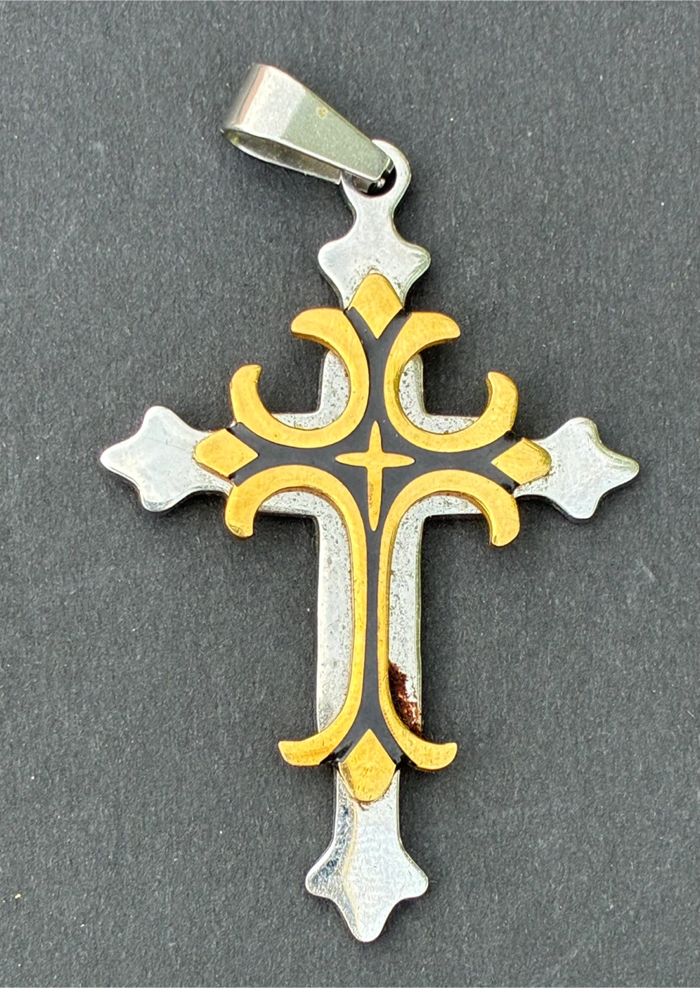 $12 Large Ornate Cross Pendant – Gold Silver Black Goth Gothic