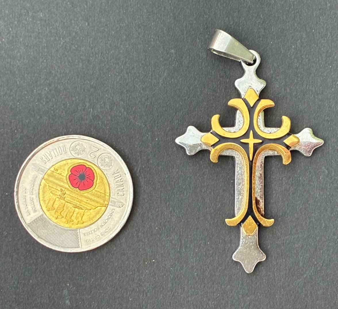 $12 Large Ornate Cross Pendant – Gold Silver Black Goth Gothic - photo 2