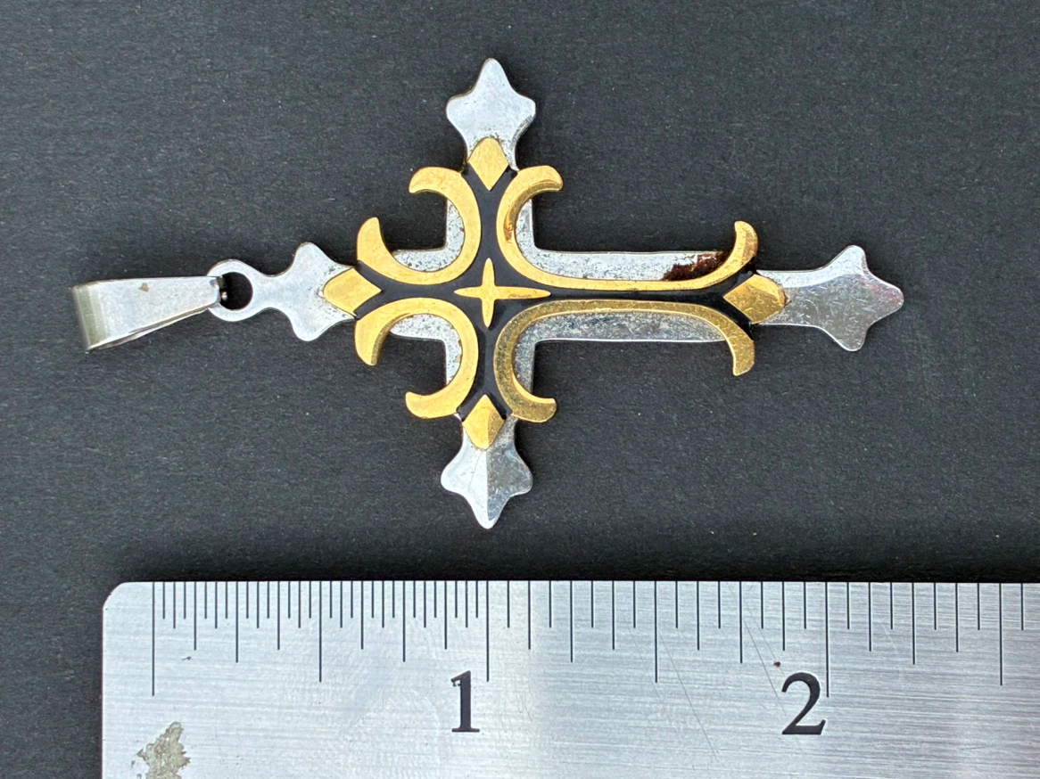 $12 Large Ornate Cross Pendant – Gold Silver Black Goth Gothic - photo 4