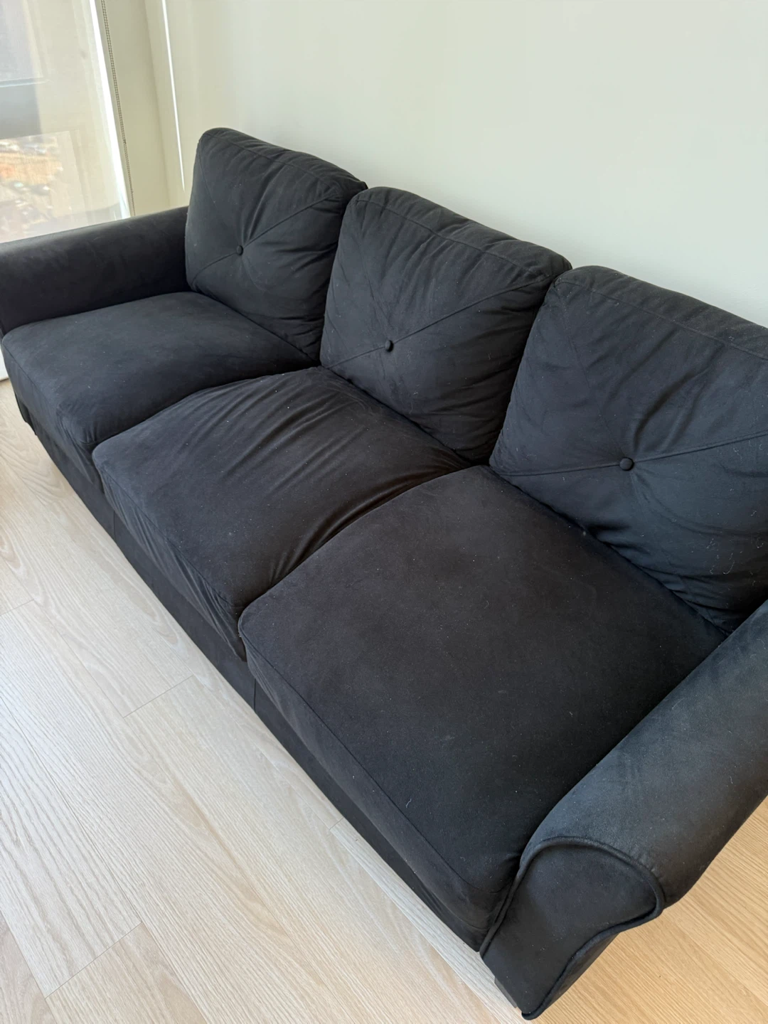 Three-Seater Black Sofa