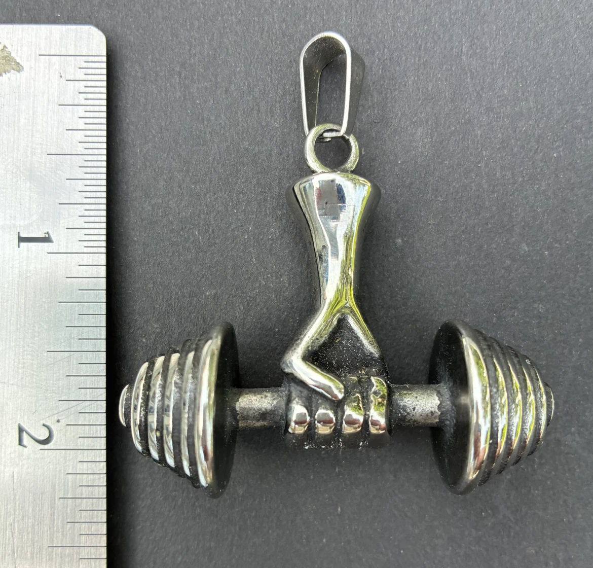 $15 Stainless Steel Dumbbell Weights Pendant Gym jewelry sports
