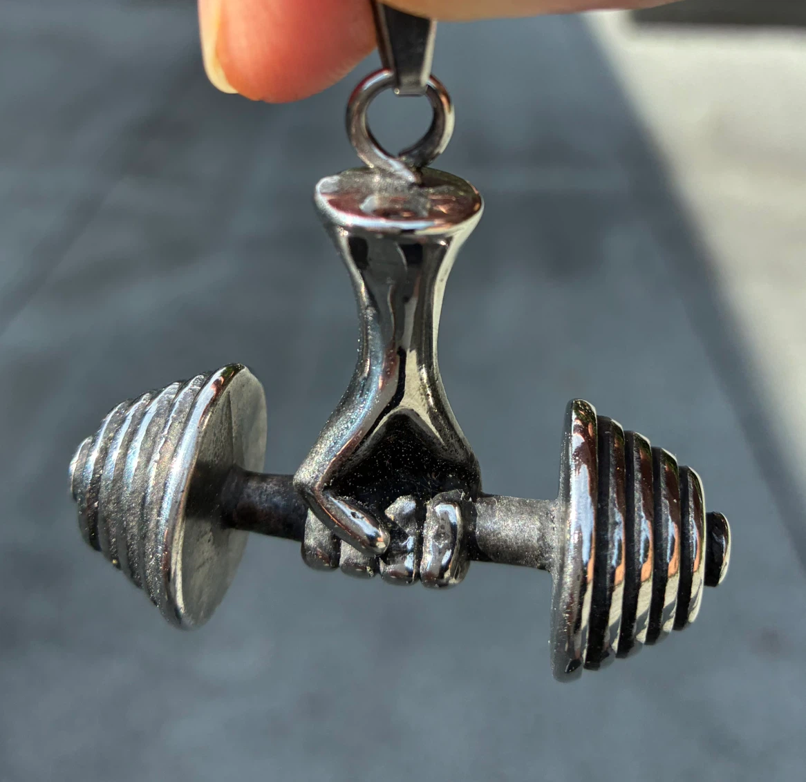 $15 Stainless Steel Dumbbell Weights Pendant Gym jewelry sports - photo 2