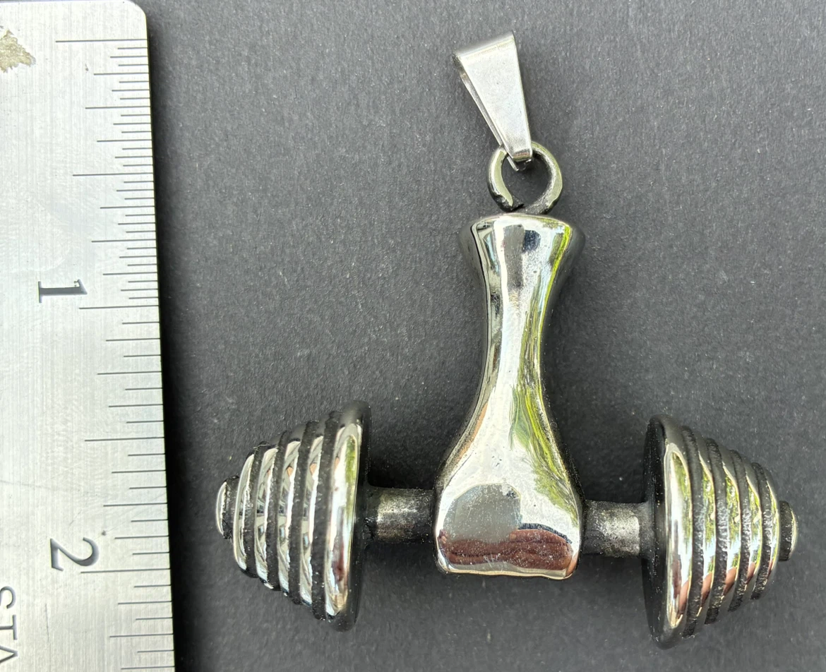 $15 Stainless Steel Dumbbell Weights Pendant Gym jewelry sports - photo 4