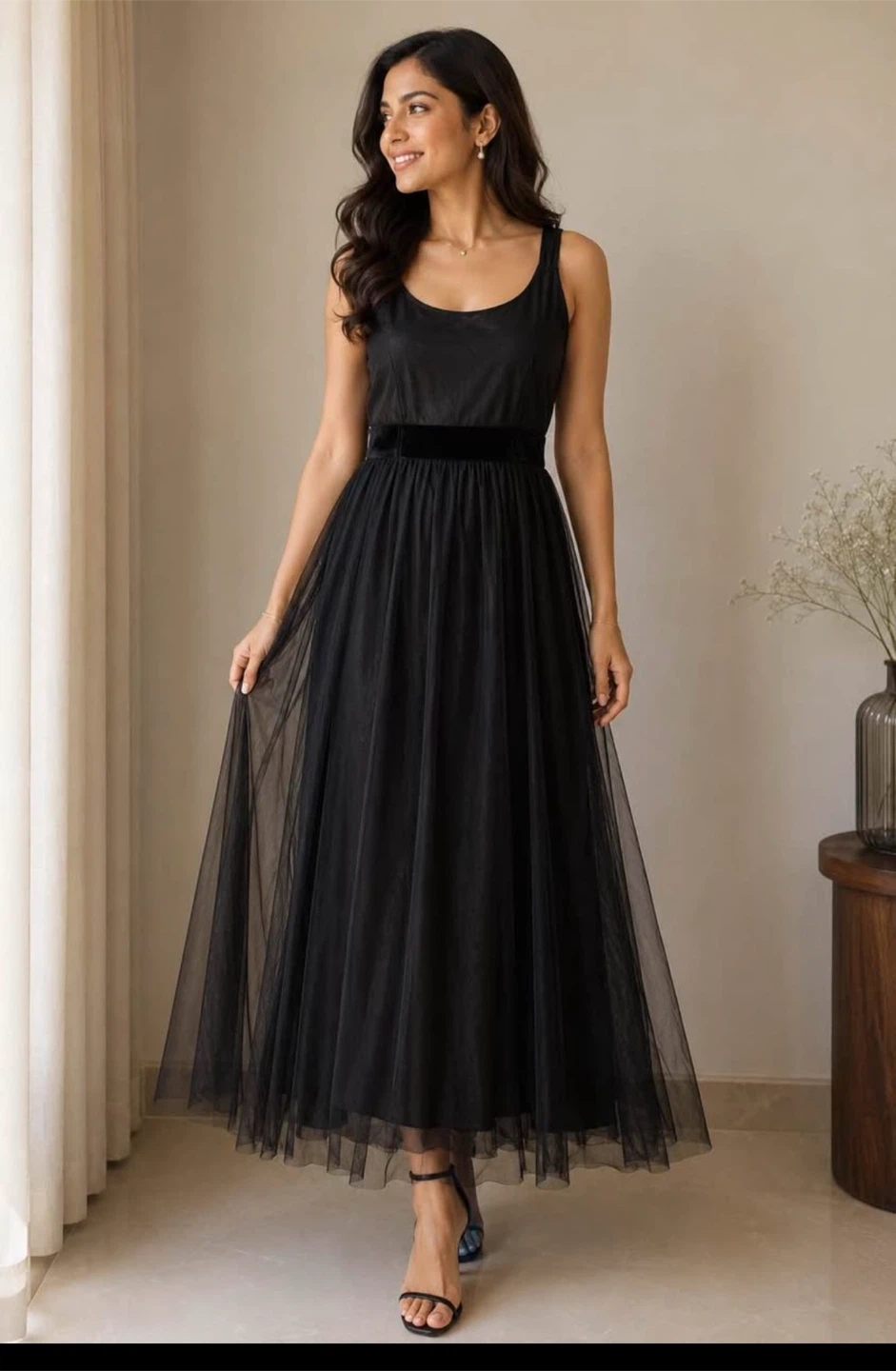 Black Tulle Maxi Dress