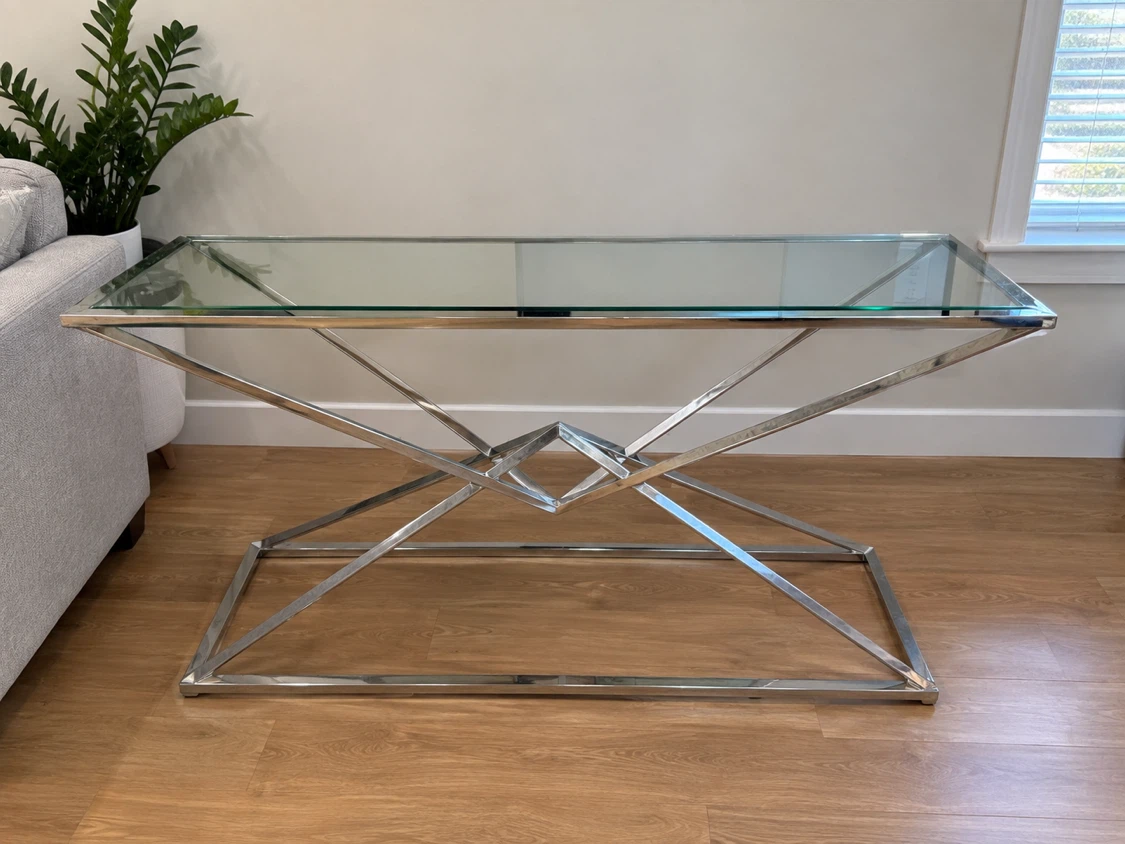 59" Beautiful Glass Top Console Table