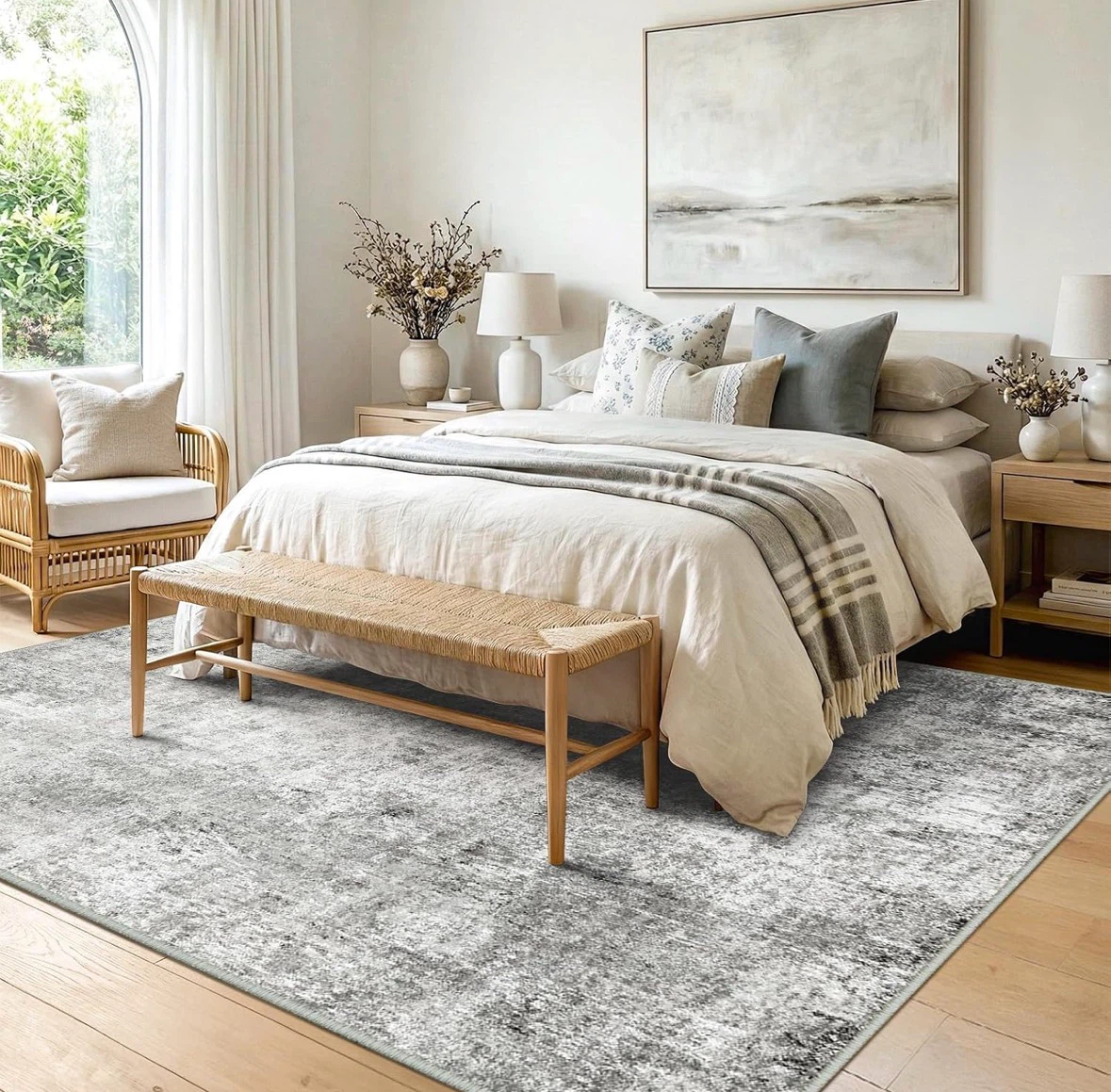 Distressed Grey Area Rug 7x5 ft - photo 2