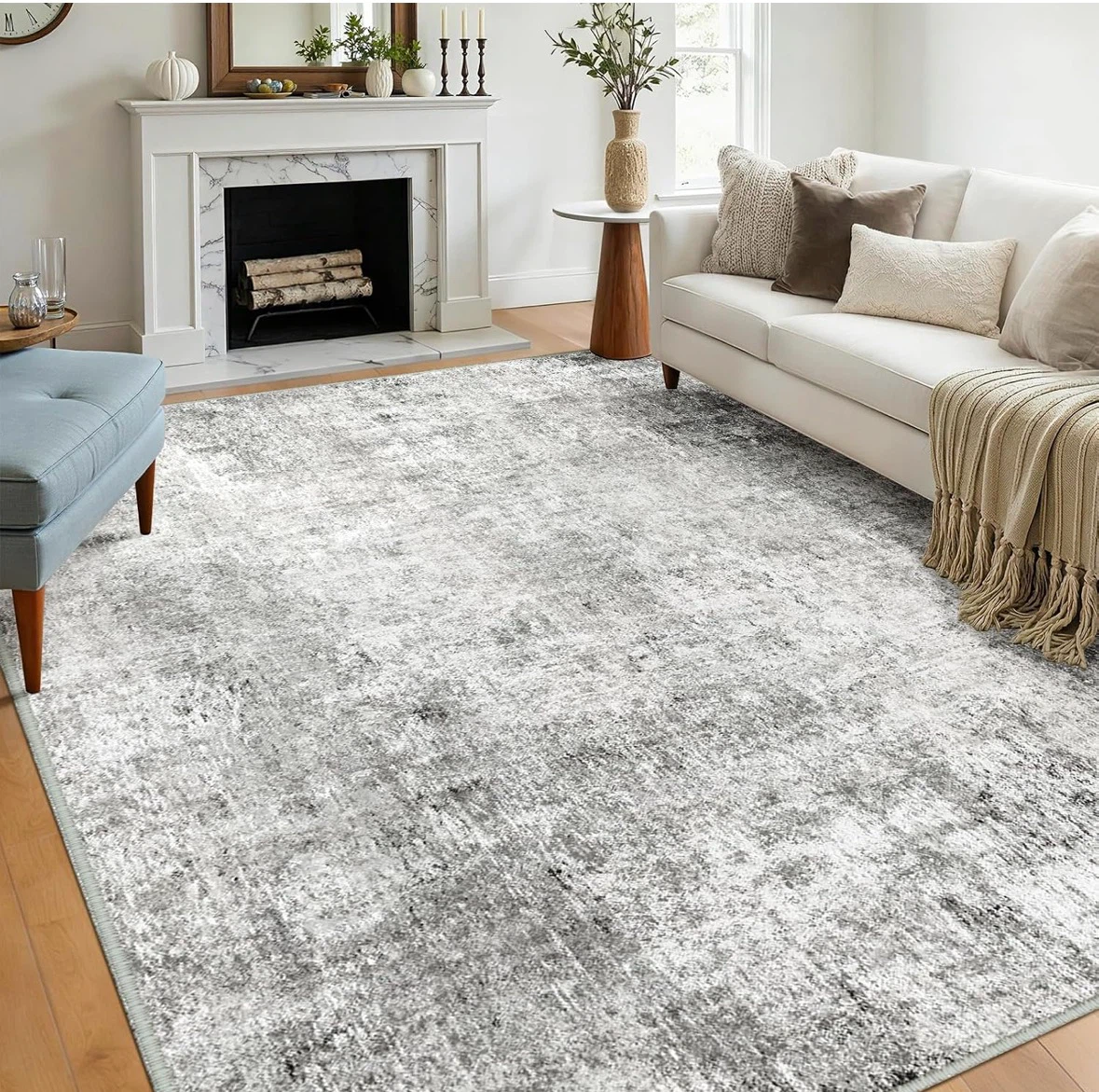 Distressed Grey Area Rug 7x5 ft - photo 4