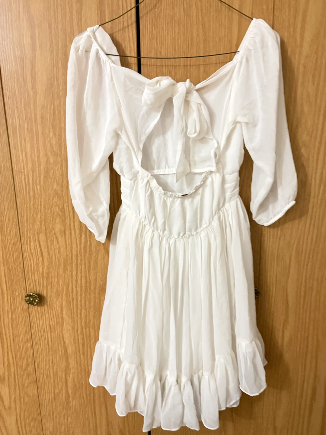 White Tie-Back Mini Dress - photo 2