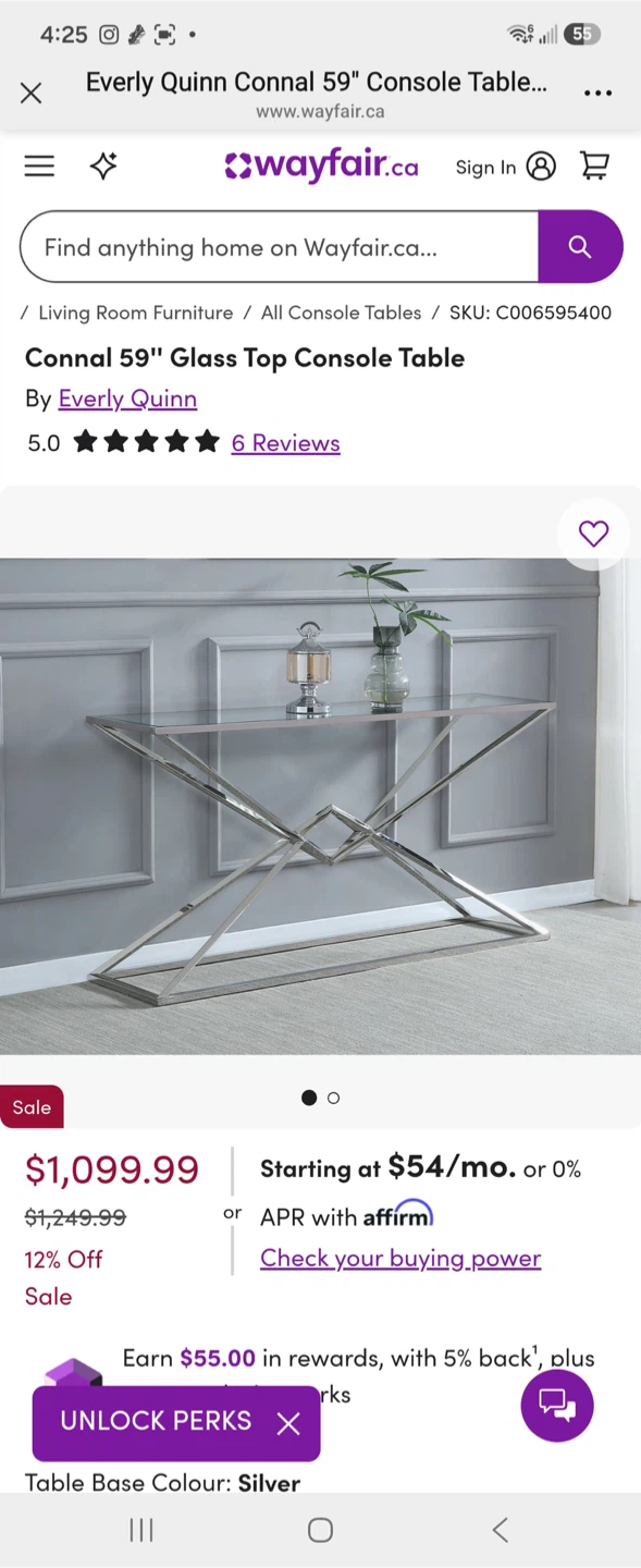 59" Beautiful Glass Top Console Table - photo 2