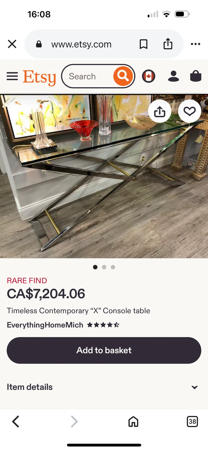 59" Beautiful Glass Top Console Table - photo 3