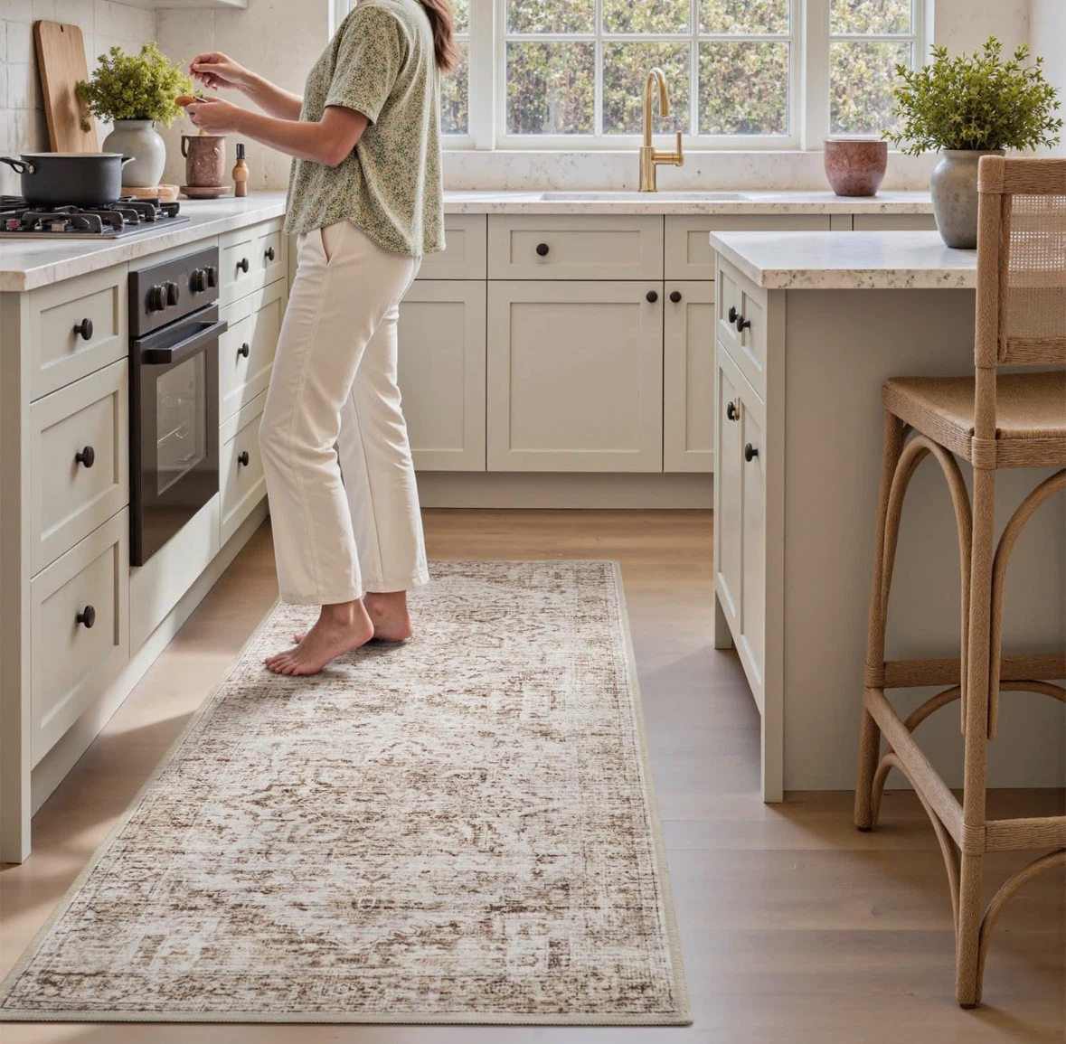 Machine Washable Distressed Runner Rug 2x6 ft
